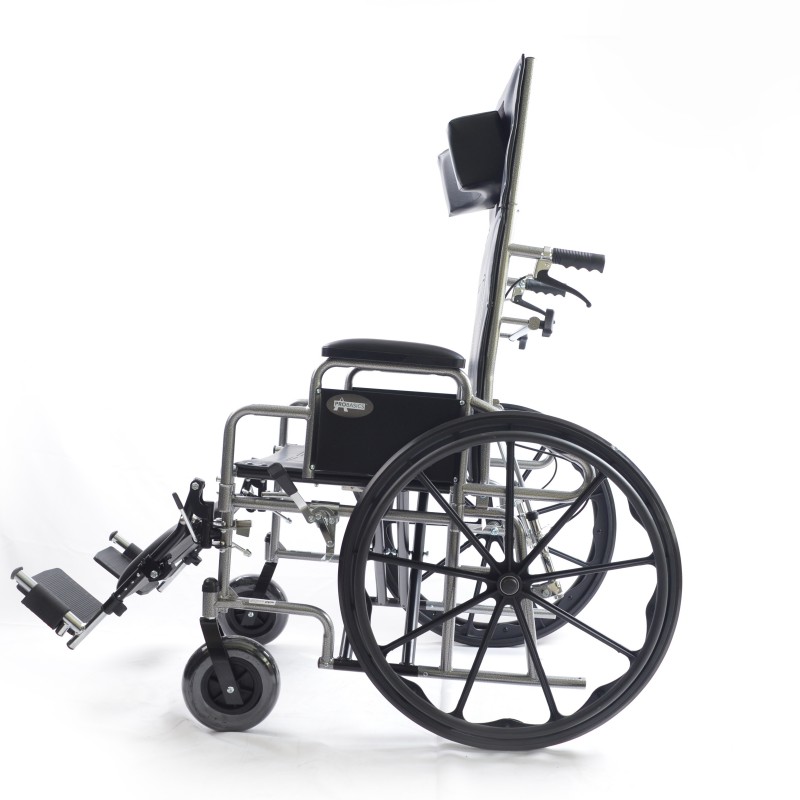 Standard Reclining High Back Wheelchair With Elevating Leg Rest